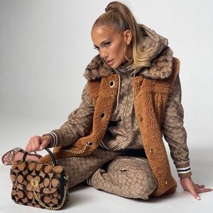 Coach x Jennifer Lopez Marlie Satchel in Signature Shearling 🥰